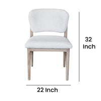 Dining Side Chair Set of 2, Plush White, Open Back, Natural Gray Wood -BM326541