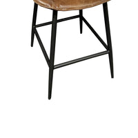 Swivel Counter Stool Chair, Brown Faux Leather Upholstery, Black Iron -BM326544
