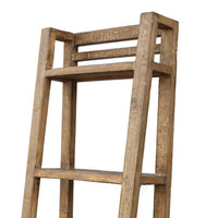 Bookcase, 5 Tier Ladder Shelves, Rustic Natural Brown Wood, 72 Inch -BM326545