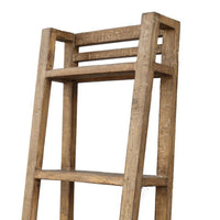 Bookcase, 5 Tier Ladder Shelves, Rustic Natural Brown Wood, 72 Inch -BM326545