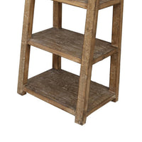 Bookcase, 5 Tier Ladder Shelves, Rustic Natural Brown Wood, 72 Inch -BM326545