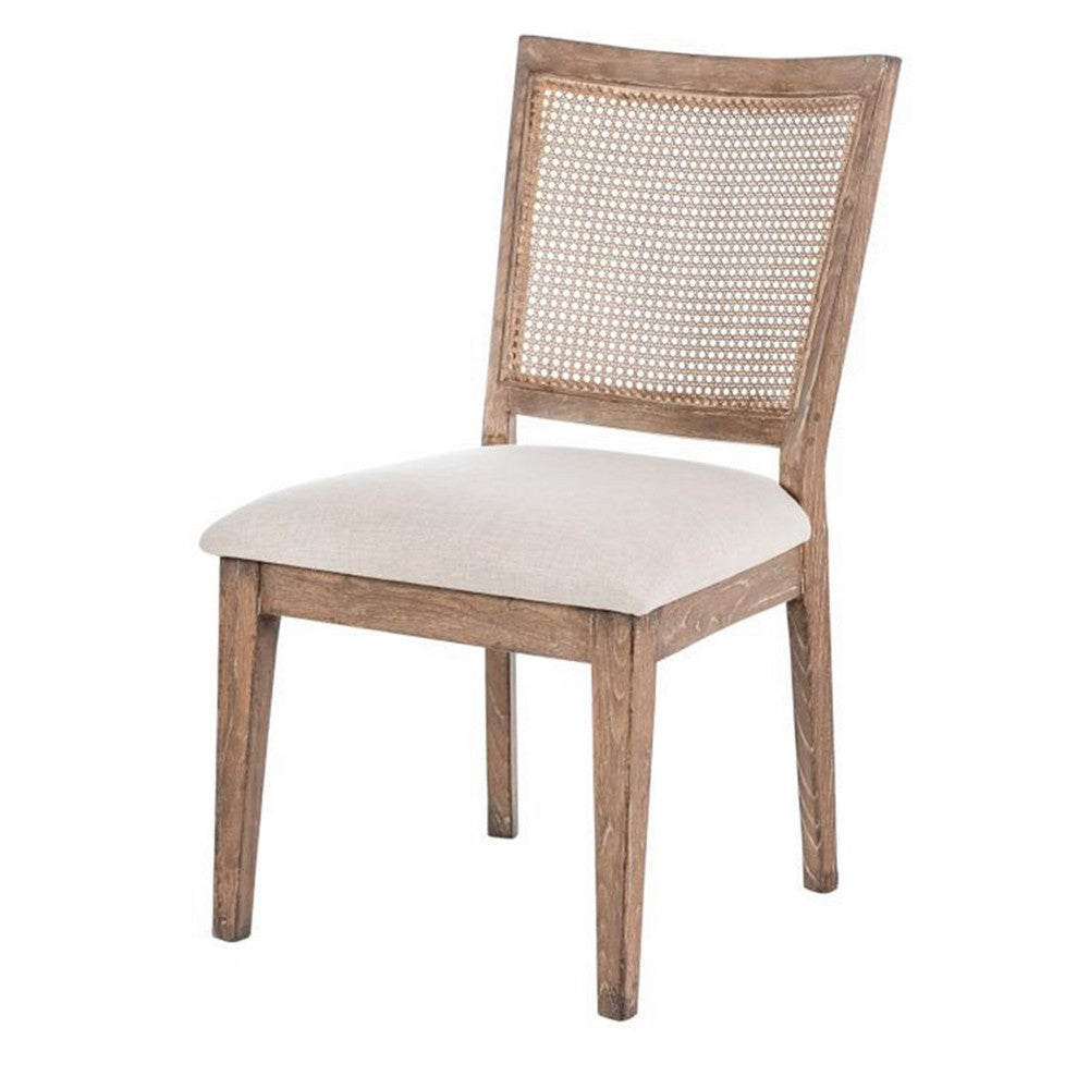 Mary Dining Side Chair Set of 2, White, Classic Natural Elm Wood -BM326562