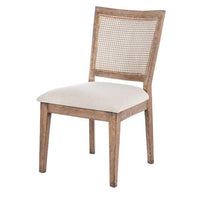 Mary Dining Side Chair Set of 2, White, Classic Natural Elm Wood -BM326562