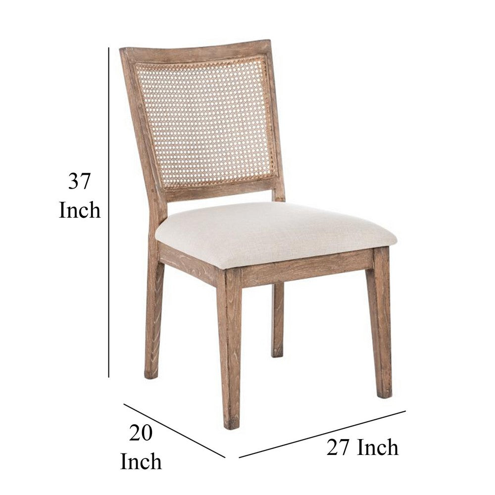 Mary Dining Side Chair Set of 2, White, Classic Natural Elm Wood -BM326562