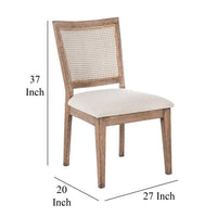 Mary Dining Side Chair Set of 2, White, Classic Natural Elm Wood -BM326562