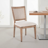 Mary Dining Side Chair Set of 2, White, Classic Natural Elm Wood -BM326562