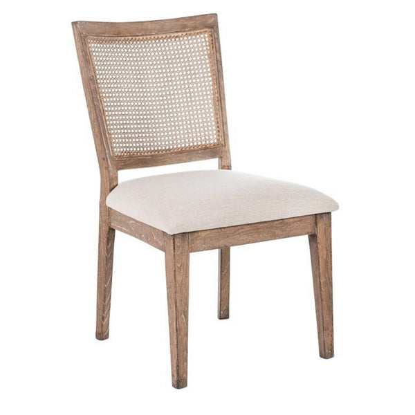 Mary Dining Side Chair Set of 2, White, Classic Natural Elm Wood -BM326562
