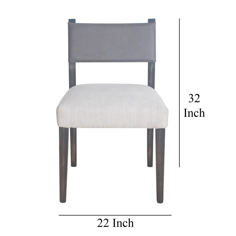 Liom Dining Side Chair Set of 2, Ash Gray Fabric, Blackwash Frame -BM326563