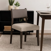 Liom Dining Side Chair Set of 2, Ash Gray Fabric, Blackwash Frame -BM326563