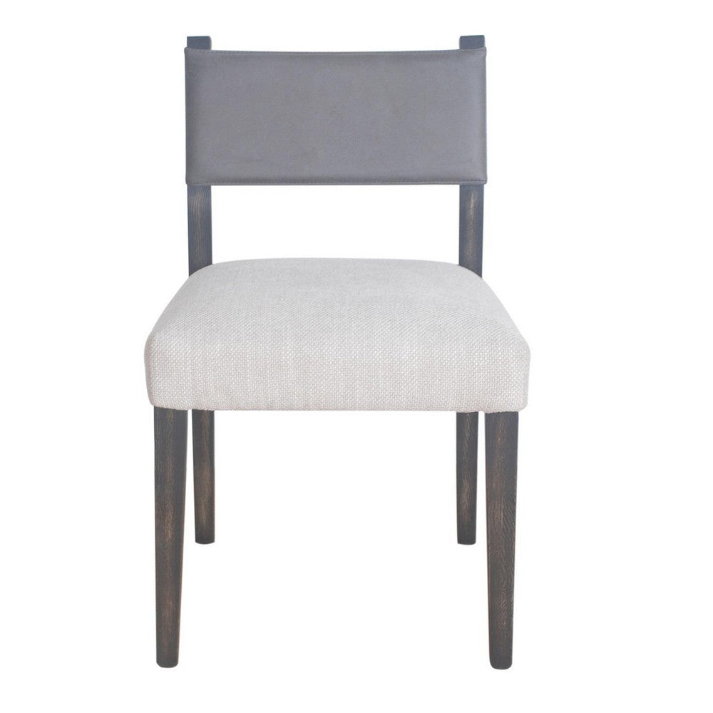 Liom Dining Side Chair Set of 2, Ash Gray Fabric, Blackwash Frame -BM326563