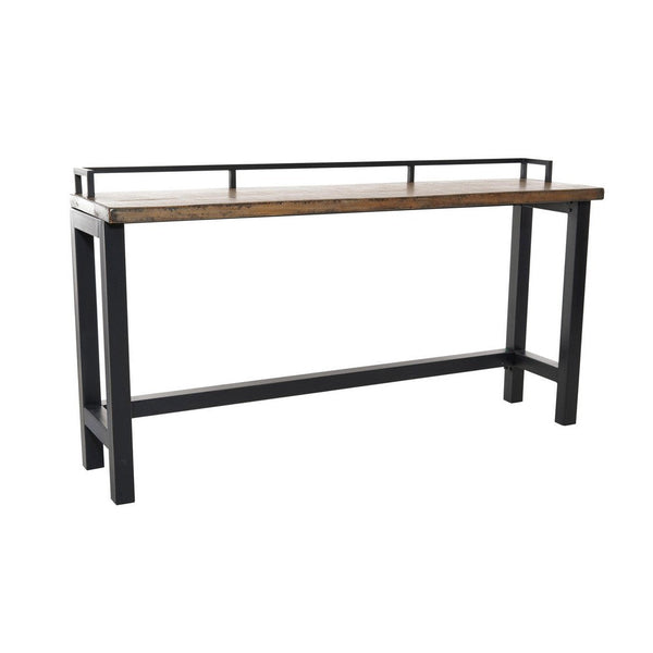Fyan Counter Table w Rails, Black Iron Base, 71 Inch Rectangular Top