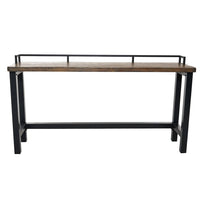 Fyan Counter Table w Rails, Black Iron Base, 71 Inch Rectangular Top -BM326572