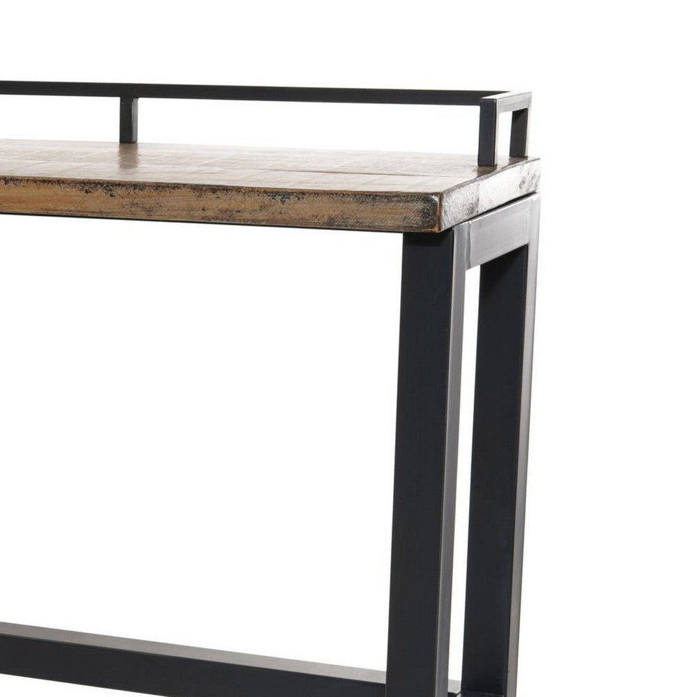 Fyan Counter Table w Rails, Black Iron Base, 71 Inch Rectangular Top -BM326572