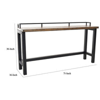 Fyan Counter Table w Rails, Black Iron Base, 71 Inch Rectangular Top -BM326572