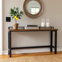 Fyan Counter Table w Rails, Black Iron Base, 71 Inch Rectangular Top -BM326572