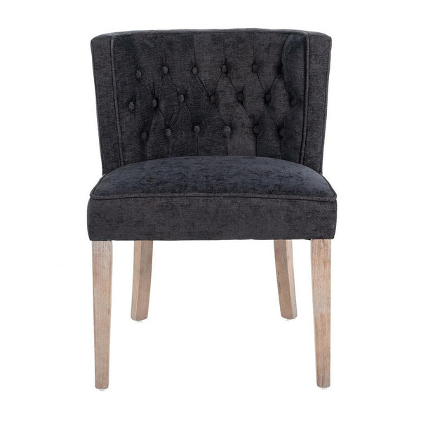 Cly Dining Side Chair Set of 2, Dark Gray, Natural Brown Solid Wood -BM326573