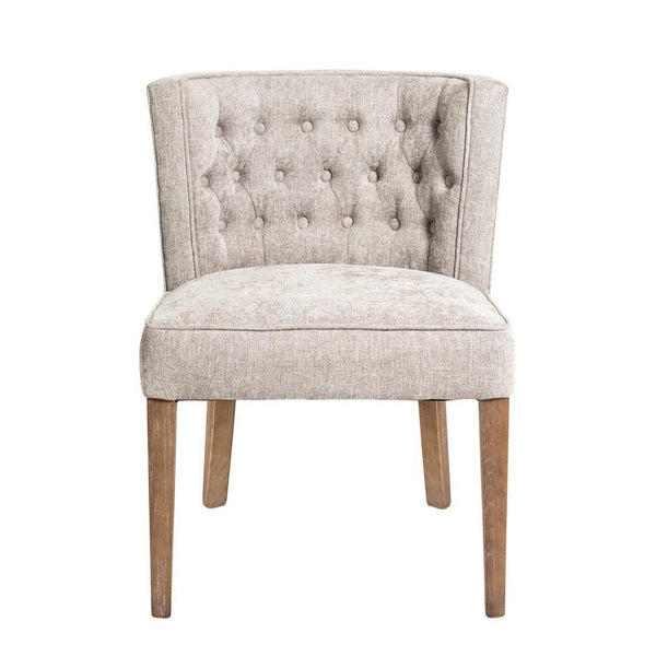 Cly Dining Side Chair Set of 2, Light Gray Fabric, Brown Solid Wood -BM326574