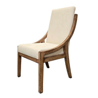 Ale Dining Side Chair Set of 2, Ivory Fabric, Natural Brown Pine Wood -BM326578