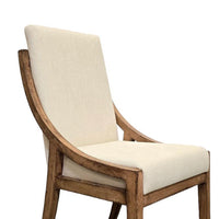 Ale Dining Side Chair Set of 2, Ivory Fabric, Natural Brown Pine Wood -BM326578