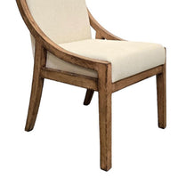 Ale Dining Side Chair Set of 2, Ivory Fabric, Natural Brown Pine Wood -BM326578