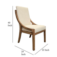 Ale Dining Side Chair Set of 2, Ivory Fabric, Natural Brown Pine Wood -BM326578