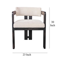 Lasy Accent Dining Chair Set of 2, White Fabric, Black Solid Wood - BM326579