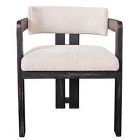 Lasy Accent Dining Chair Set of 2, White Fabric, Black Solid Wood -BM326579