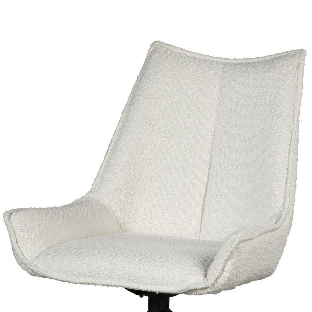 Amyra Swivel Accent Side Chair, White Fabric, Modern Black Iron Frame -BM326582