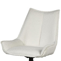 Amyra Swivel Accent Side Chair, White Fabric, Modern Black Iron Frame -BM326582