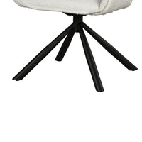 Amyra Swivel Accent Side Chair, White Fabric, Modern Black Iron Frame -BM326582