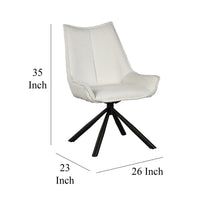 Amyra Swivel Accent Side Chair, White Fabric, Modern Black Iron Frame -BM326582