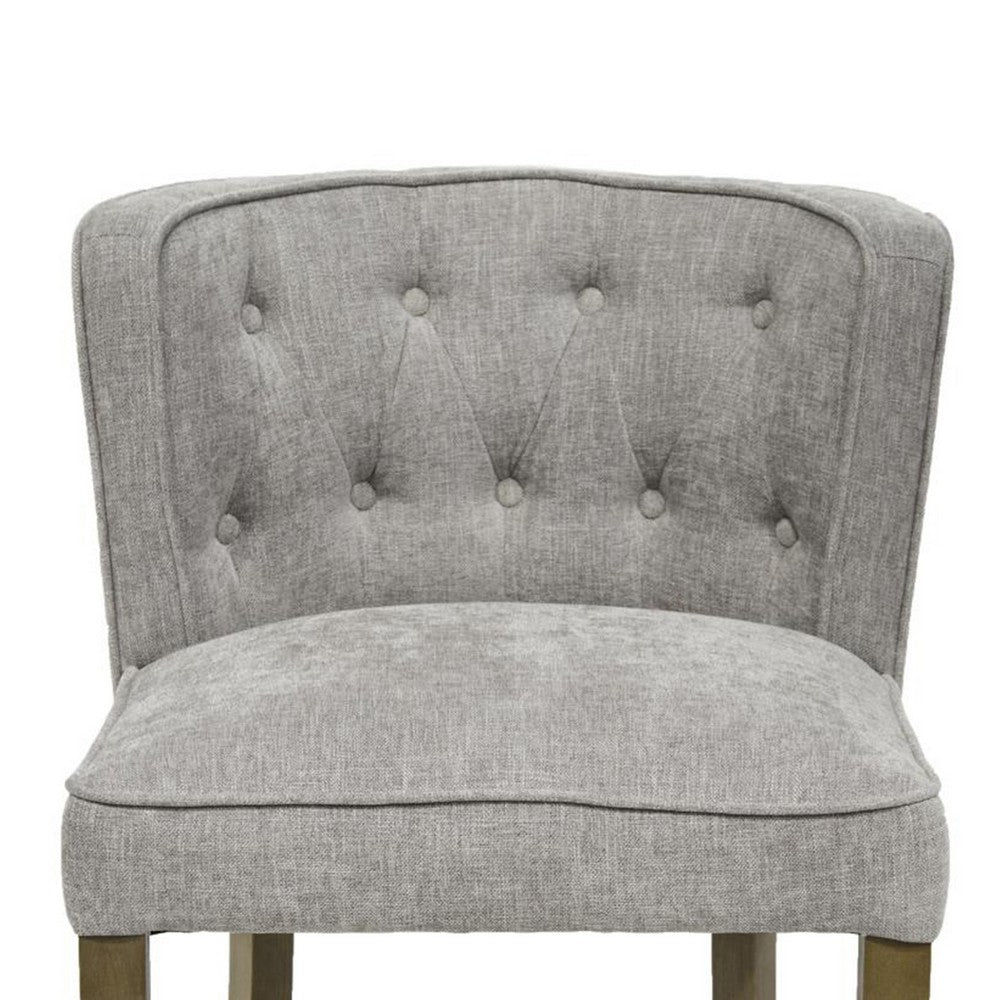 Cly Counter Stool Chair, Soft Light Gray Fabric, Graywash Solid Wood -BM326593