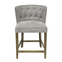 Cly Counter Stool Chair, Soft Light Gray Fabric, Graywash Solid Wood -BM326593