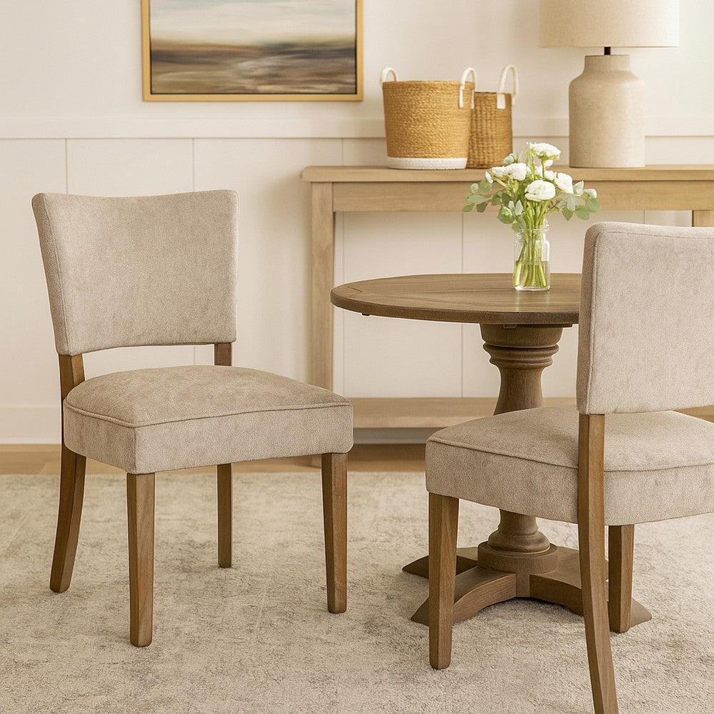Rea Dining Side Chair Set of 2, Taupe, Classic Graywash Solid Wood -BM326596