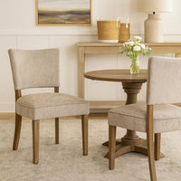 Rea Dining Side Chair Set of 2, Taupe, Classic Graywash Solid Wood -BM326596