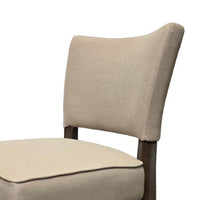 Rea Dining Side Chair Set of 2, Beige Fabric, Oak Brown Solid Wood -BM326598