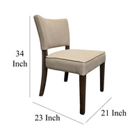 Rea Dining Side Chair Set of 2, Beige Fabric, Oak Brown Solid Wood -BM326598