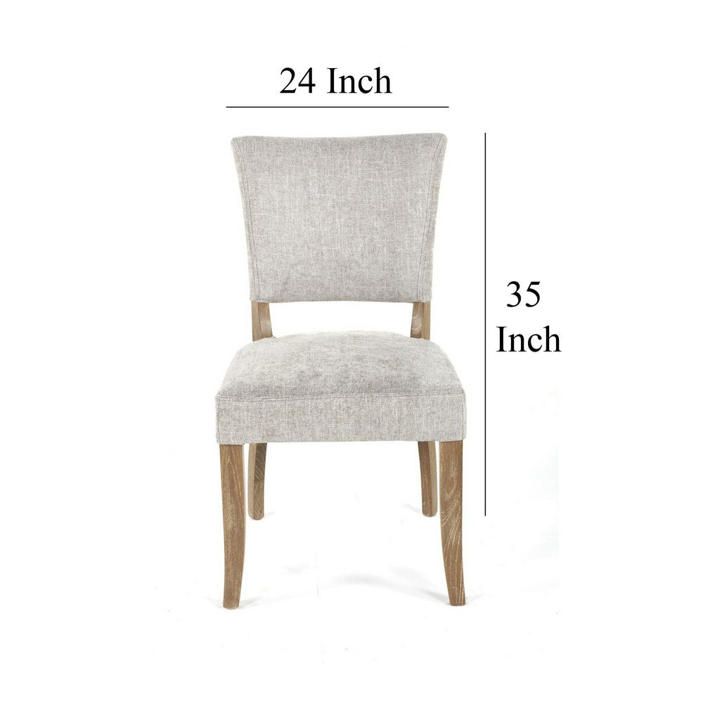 Ryna Dining Side Chair Set of 2, Gray, Washed Oak Brown Solid Wood -BM326599