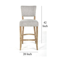 Ryna Barstool Chair, Plush Light Gray Fabric, Washed Oak Solid Wood -BM326601