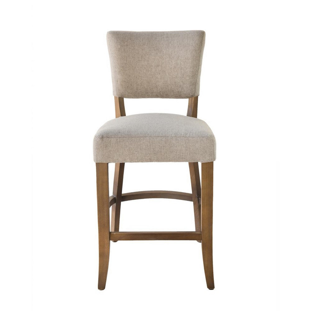 Ryna Counter Stool Chair, Light Gray Fabric, Oak Brown Solid Wood -BM326602