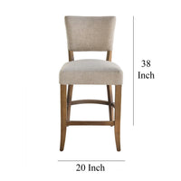 Ryna Counter Stool Chair, Light Gray Fabric, Oak Brown Solid Wood -BM326602