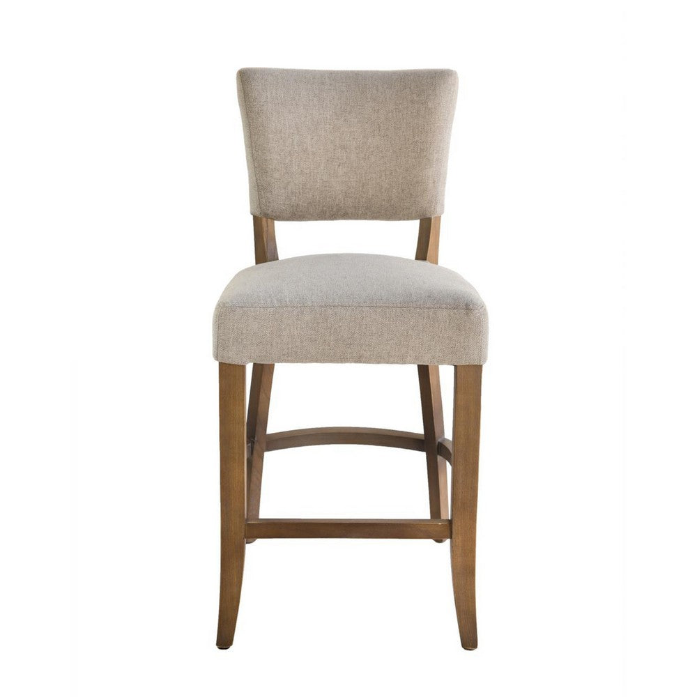 Ryna Counter Stool Chair, Light Gray Fabric, Oak Brown Solid Wood -BM326602