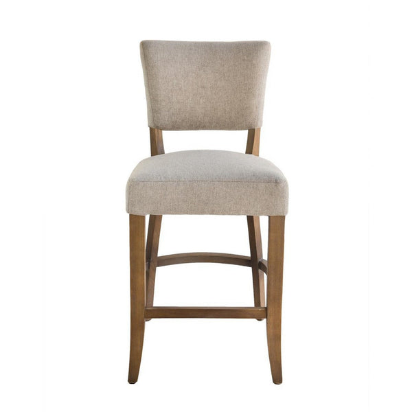 Ryna Counter Stool Chair, Light Gray Fabric, Oak Brown Solid Wood -BM326602