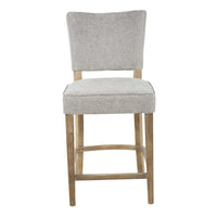 Rea Counter Stool Chair, Plush Light Gray Fabric, Oak Gray Solid Wood -BM326604