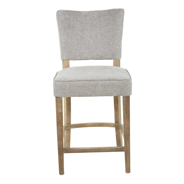 Rea Counter Stool Chair, Plush Light Gray Fabric, Oak Gray Solid Wood -BM326604