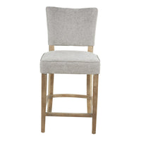 Rea Counter Stool Chair, Plush Light Gray Fabric, Oak Gray Solid Wood -BM326604
