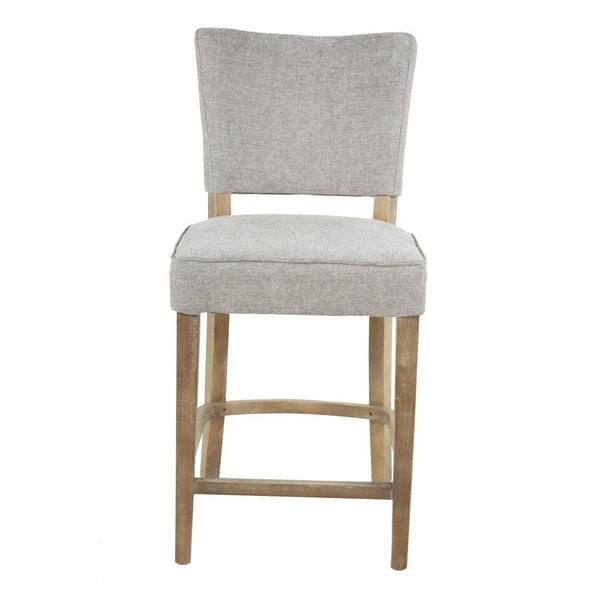 Rea Counter Stool Chair, Plush Light Gray Fabric, Oak Gray Solid Wood -BM326604