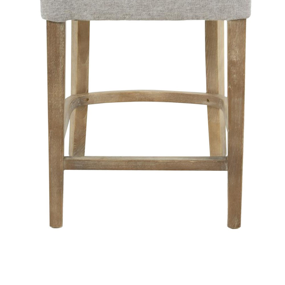 Rea Counter Stool Chair, Plush Light Gray Fabric, Oak Gray Solid Wood -BM326604