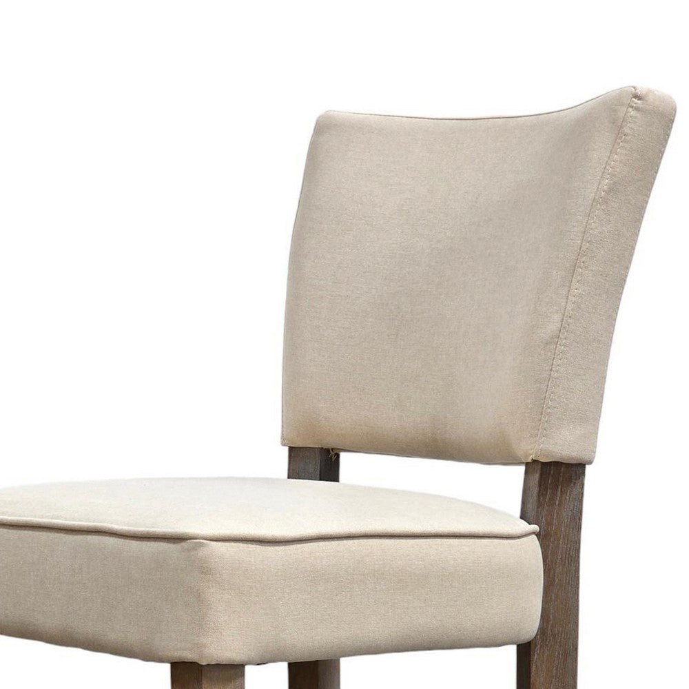 Rea Counter Stool Chair, Beige Fabric, Classic Graywash Solid Wood -BM326606