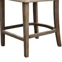 Rea Counter Stool Chair, Beige Fabric, Classic Graywash Solid Wood -BM326606